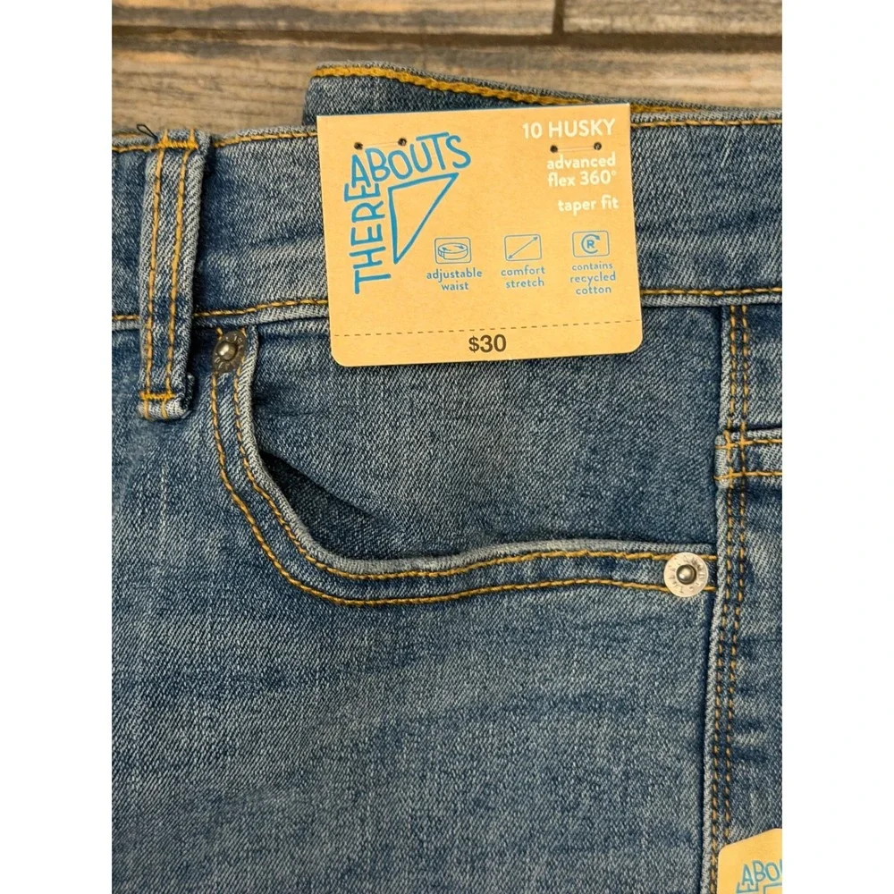 Thereabouts Boys 10 Husky Taper Fit Advanced Flex 360 Jeans Bundle Blue Grey 2PK